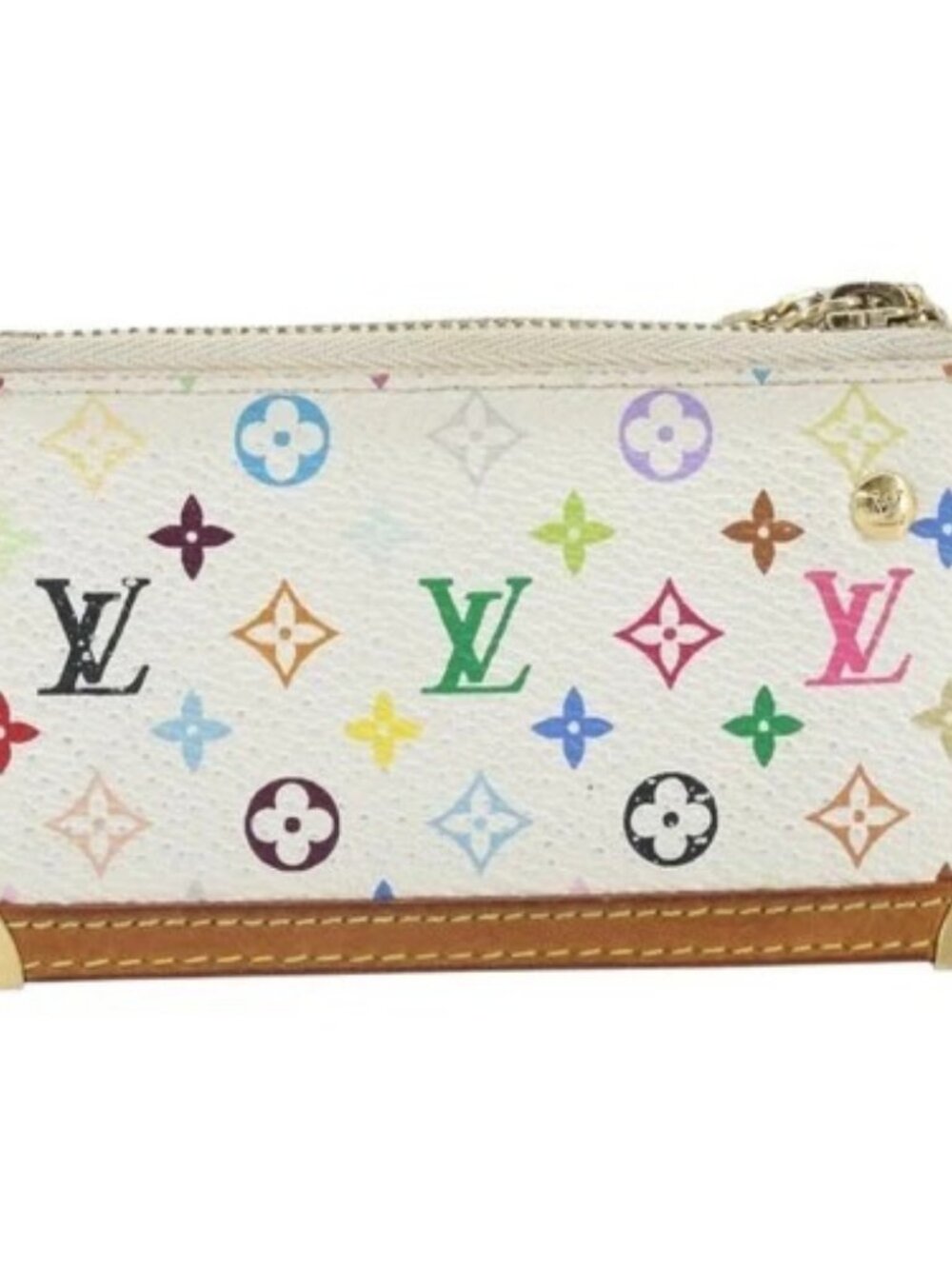 LOUIS VUITTON Monogram Multicolor Pochette Cles Purse White M92655 Auth 172025 - Picture 2 of 16